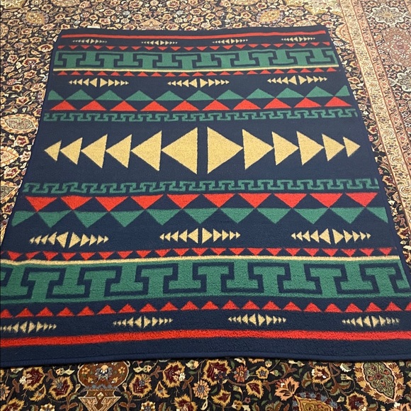 Vintage Biederlack Blanket  Geometric Native Aztec Southwest 73x54 Germany Made - Picture 2 of 4